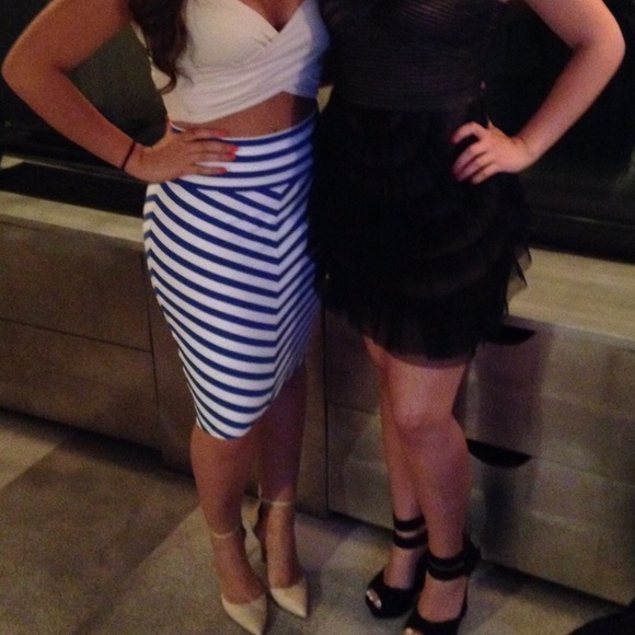 bebe Dresses & Skirts - Bebe Blue and White Skirt